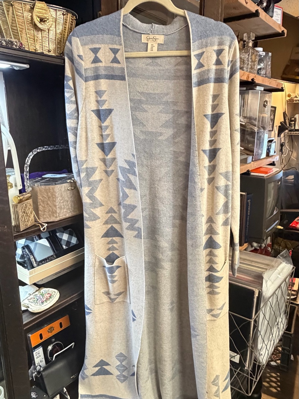 Jessica Simpson Light Blue Knit Cardigan with Subtle Pattern
